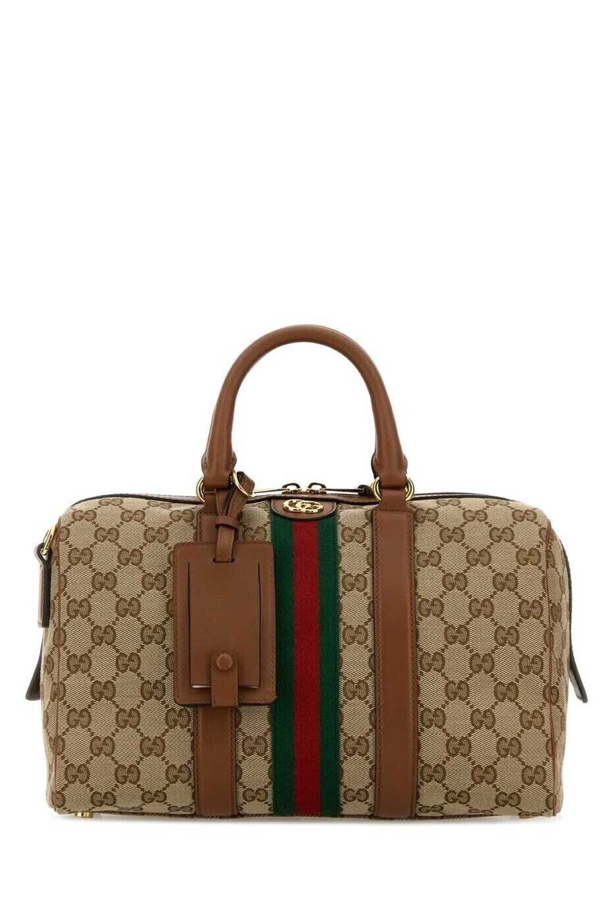 Gucci Web Stripe GG Supreme Boston Bag Multicolor Brown